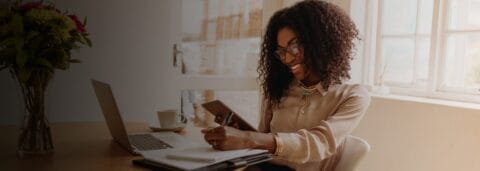 Black Woman with Laptop Shadow