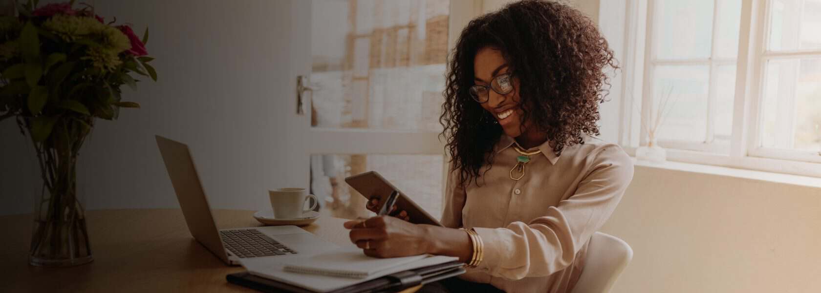 Black Woman with Laptop Shadow
